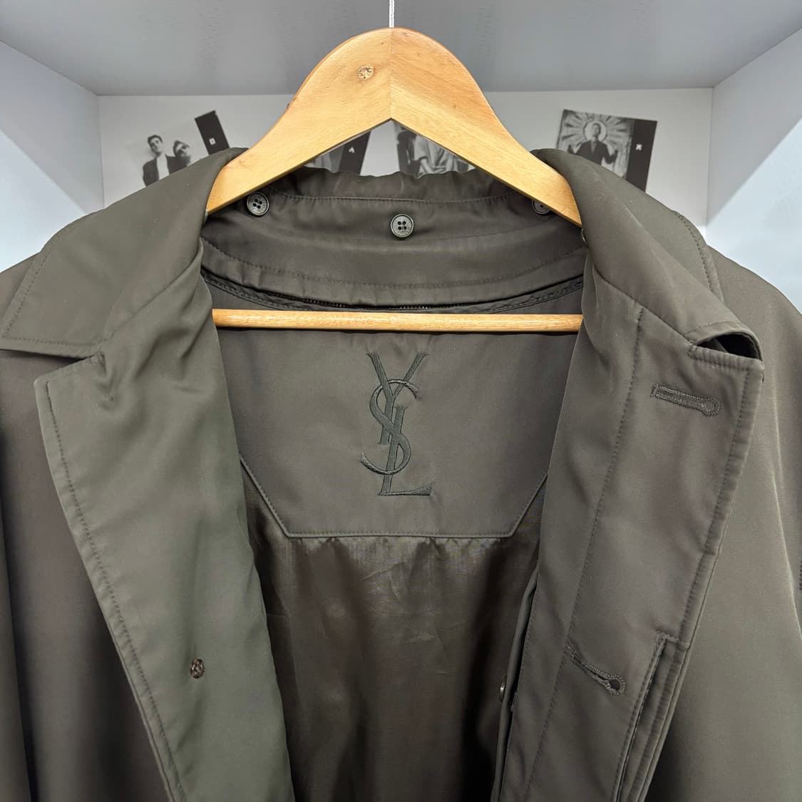 (L) 입생로랑 로고 자수 싱글 발마칸 코트 상품이미지7