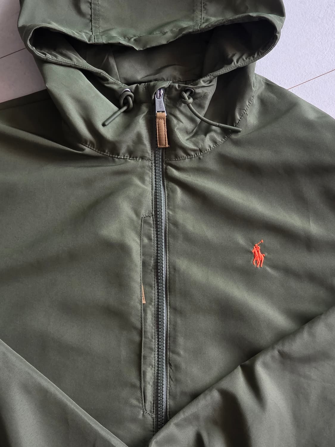 폴로 랄프로렌 윈드브레이커 바람막이 후드 집업 M 카키 qr인증  상품이미지1