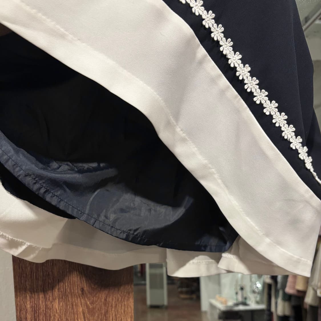 일본 빈티지 갸루 네이비 배색 파이핑 리본 스커트 공겜여주 상품이미지9