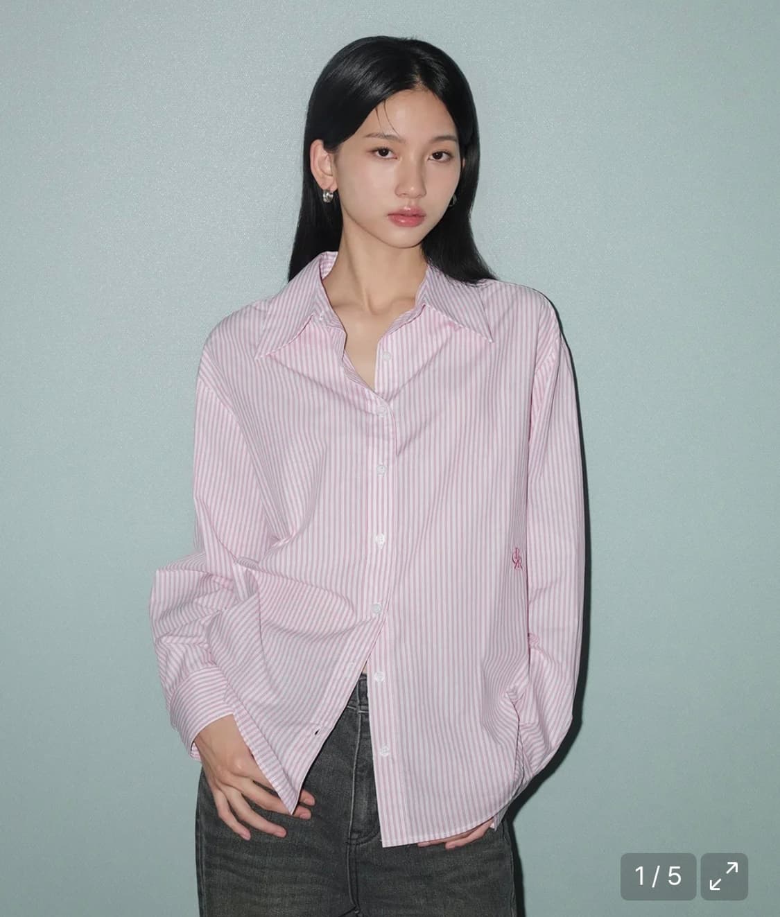 시티브리즈 코튼 스트라이프 베이직 셔츠 핑크 상품이미지1