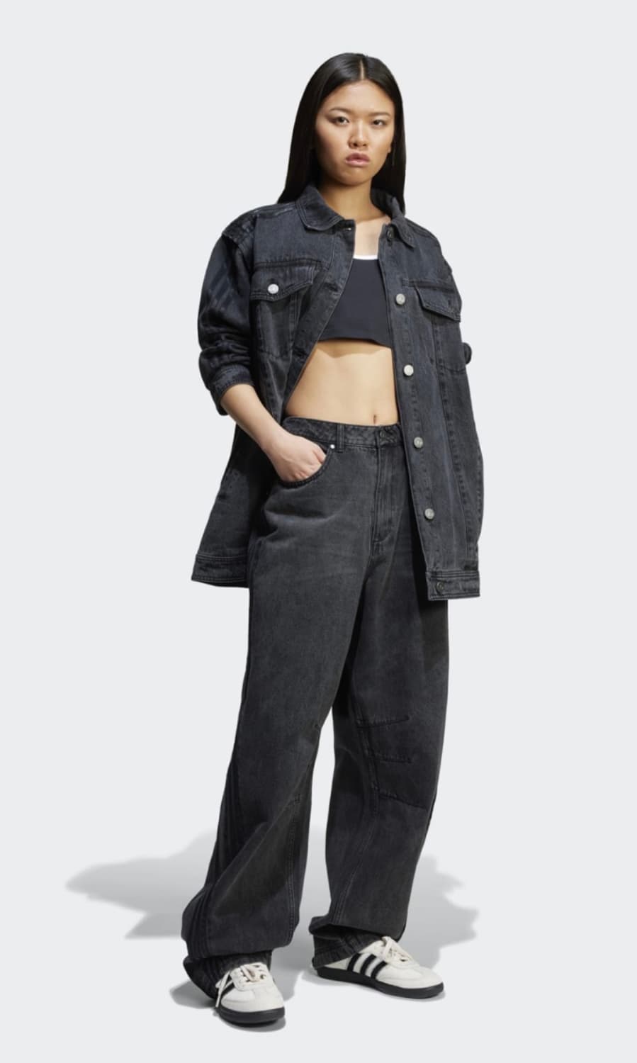 아디다스 아딜레늄 바나나 워시드 데님 팬츠 - 블랙 상품이미지4