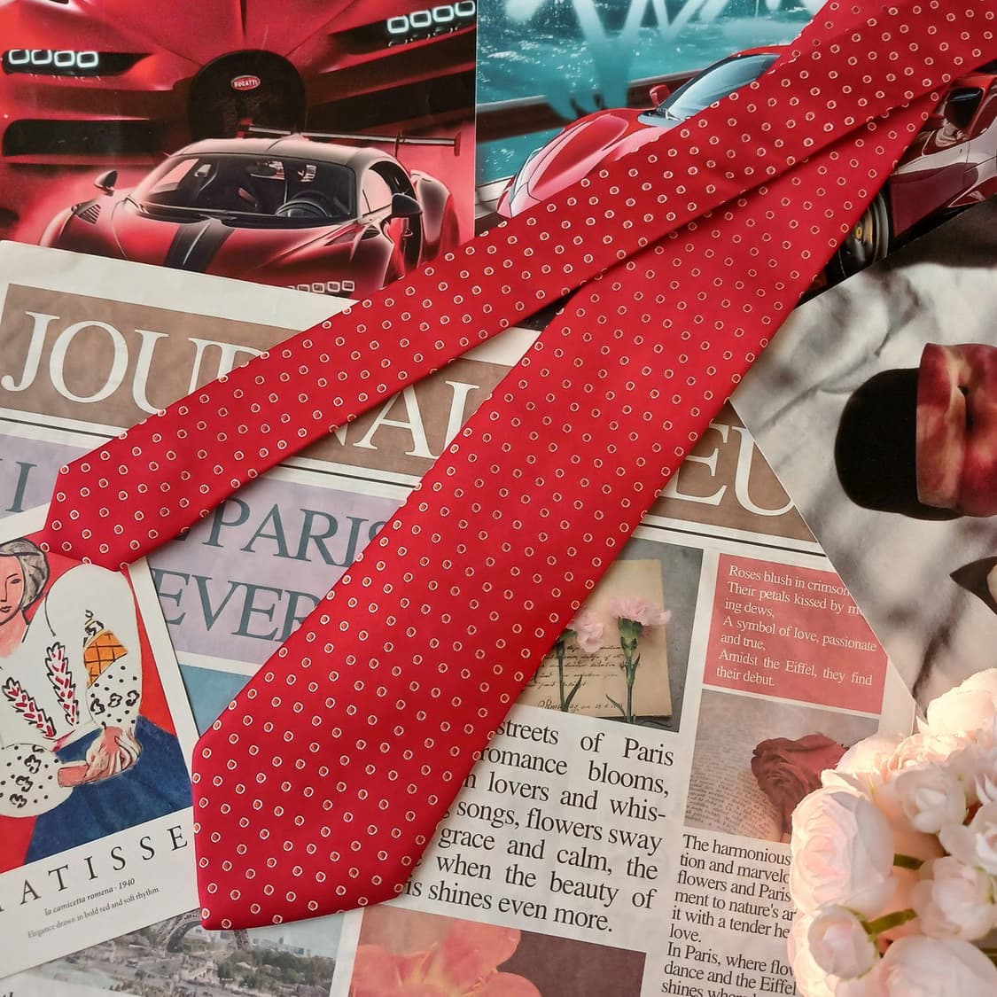 메트로시티 실크 레드 도트 패턴 넥타이 8.6cm A+등급 A19417
 상품이미지5