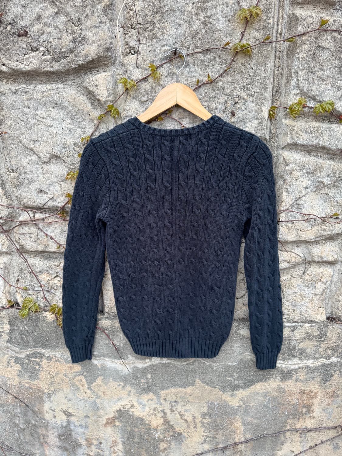 폴로 랄프로렌 빈티지 우먼 꽈배기 브이넥 코튼 니트 블랙 s 상품이미지2