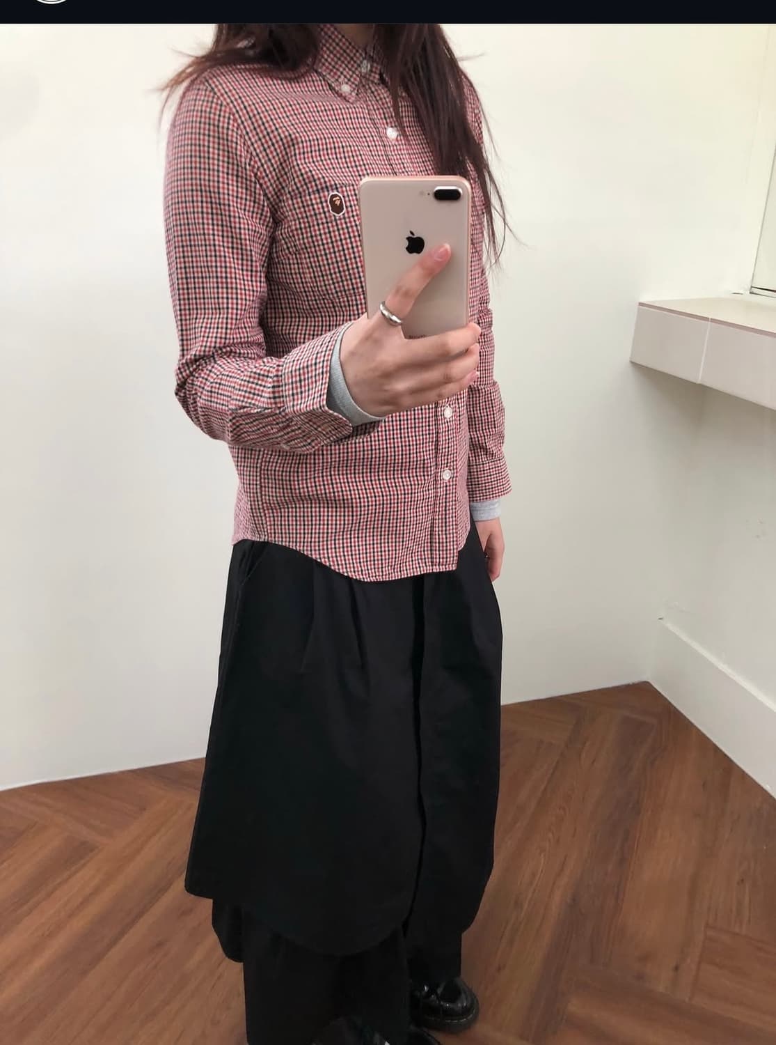 딱붙핏))) 베이프 긴팔 체크 셔츠 상품이미지2