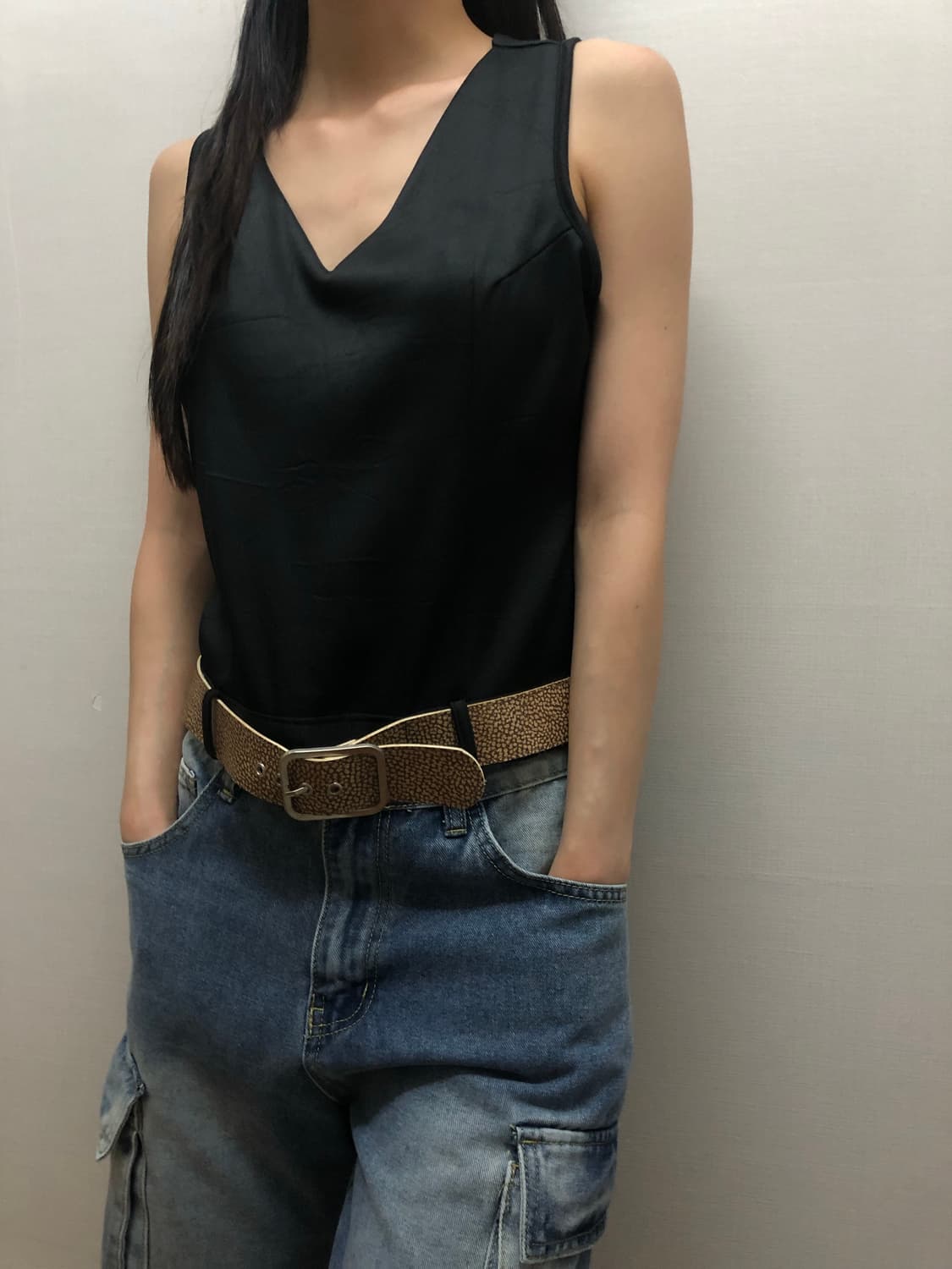 빈티지 블랙 벨티드 탑 상품이미지2