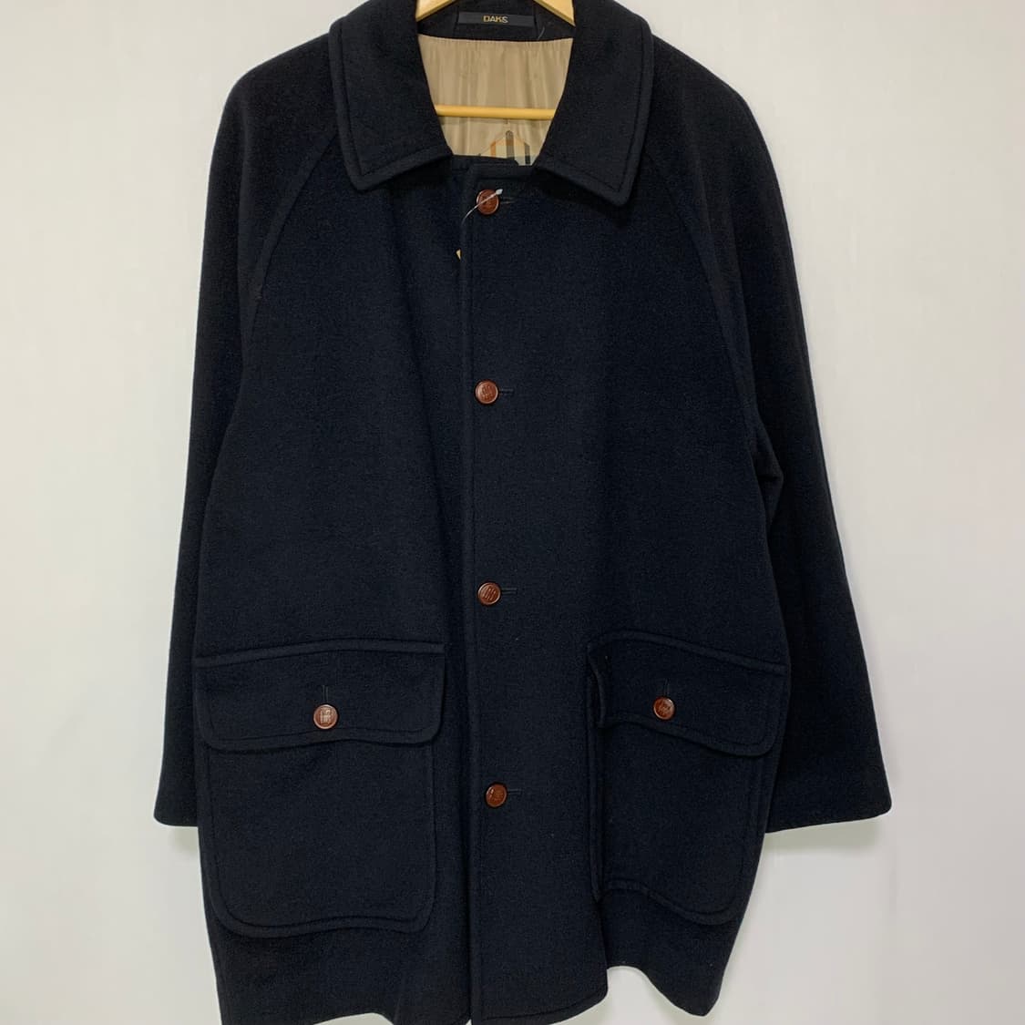 DAKS 블랙 버튼 울 코트 빈티지 남녀공용  상품이미지2
