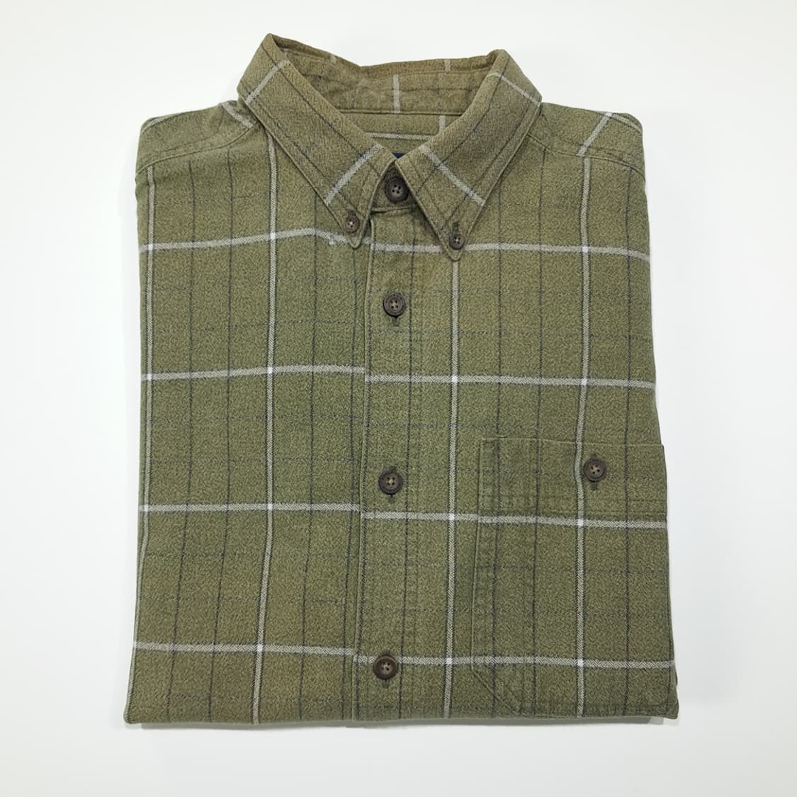 CL370 L 울리치 90s  윈도우페인 체크 올리브 버튼다운 셔츠 남 상품이미지9