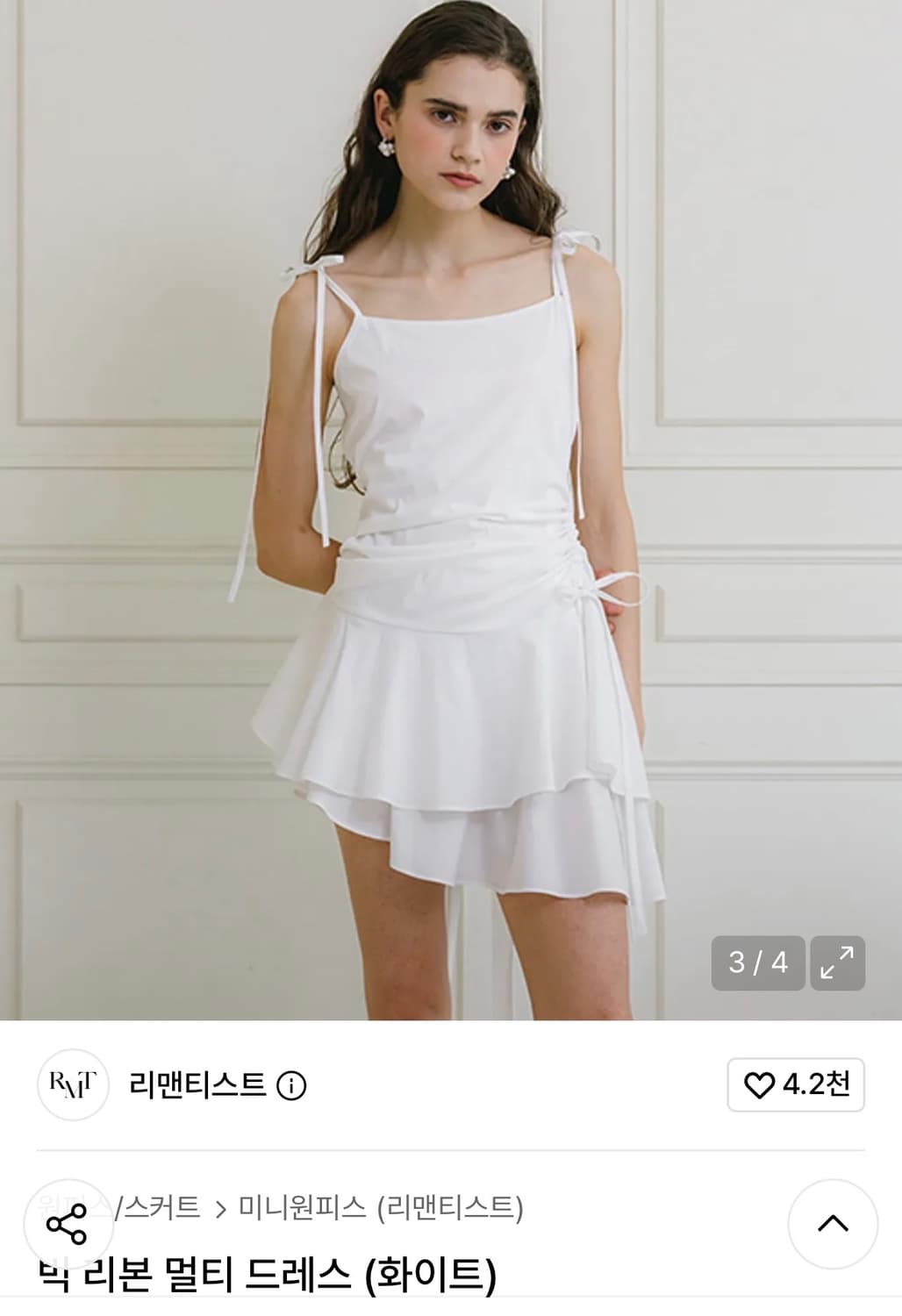 리맨티스트 빅 리본 드레스 화이트 상품이미지1
