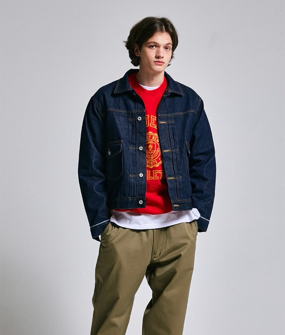 아웃스탠딩 2세대 라운드 포켓 셀비지 데님자켓 트러커 L 상품이미지3