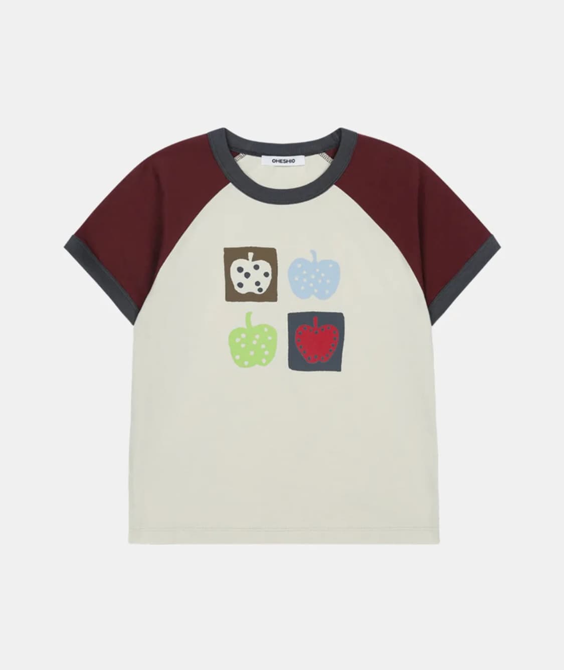 오헤시오 반팔 APPLE RAGLAN T-SHIRT, BURGUNDY 상품이미지1