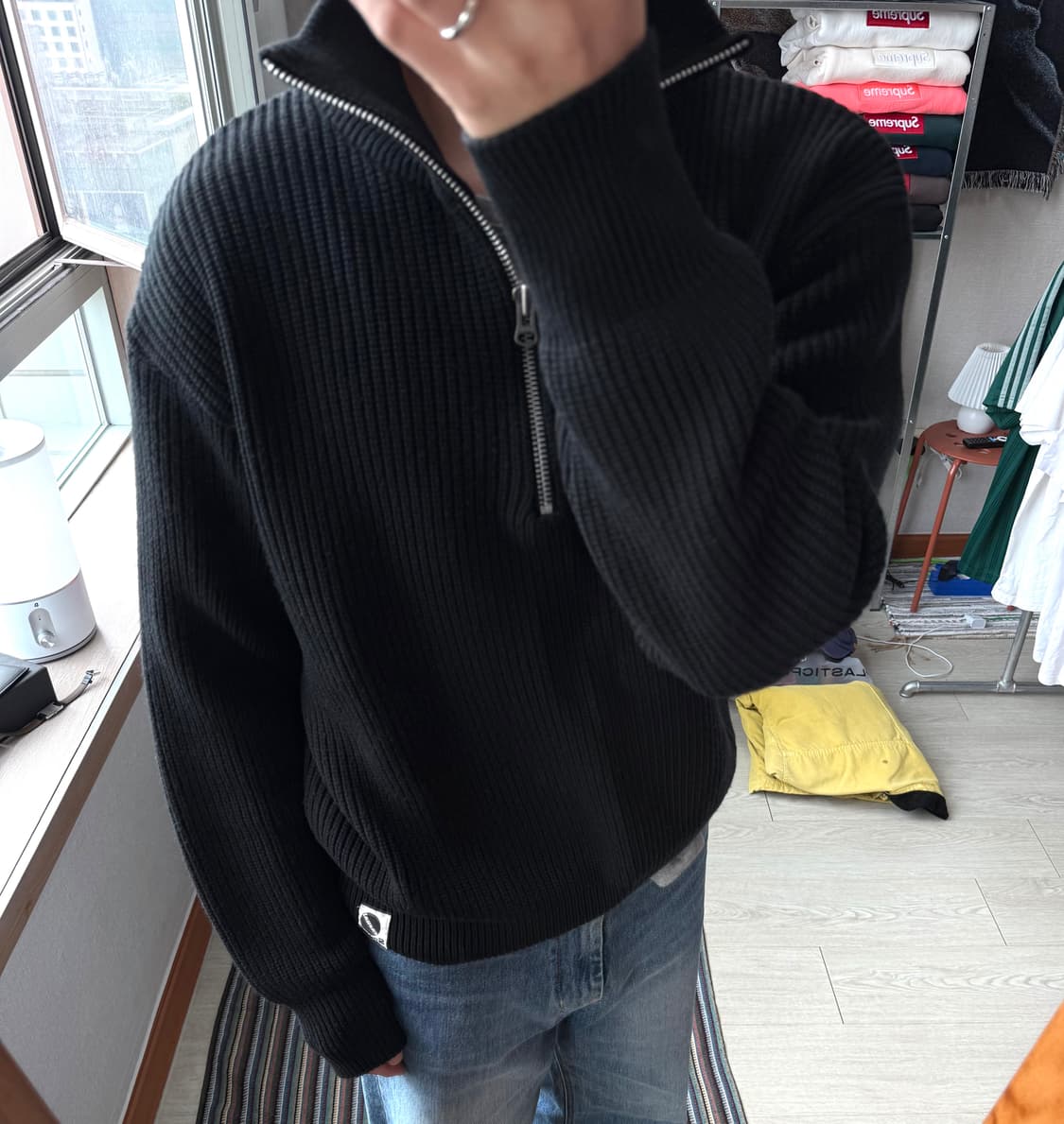 헤리티지플로스 니트 집업 상품이미지1