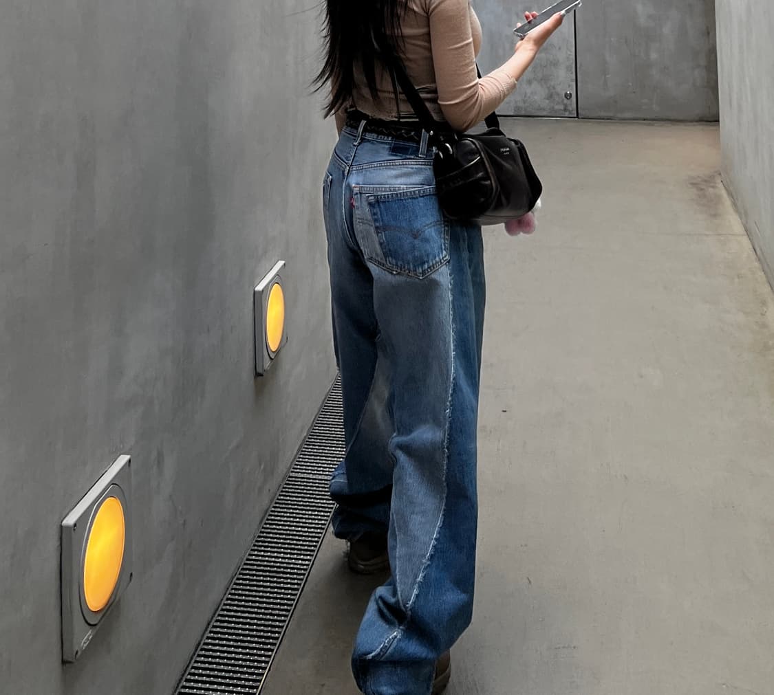 올드파크 데님 배기 진 s 상품이미지9