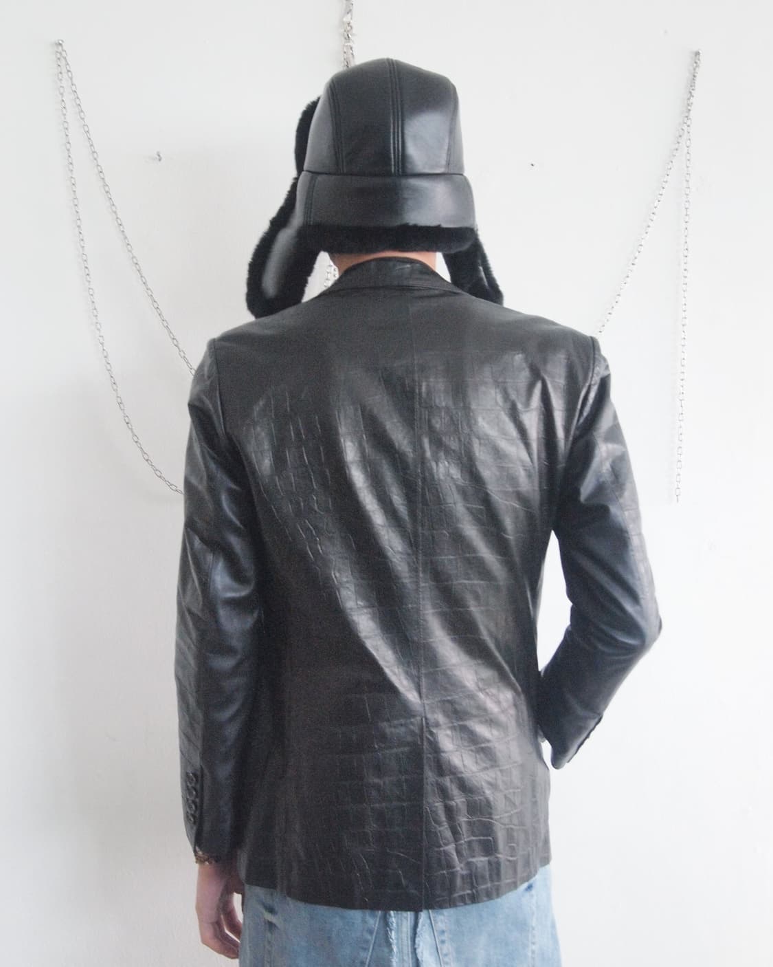 90’s men’s tenoras 크로코 레더 블레이져 상품이미지4