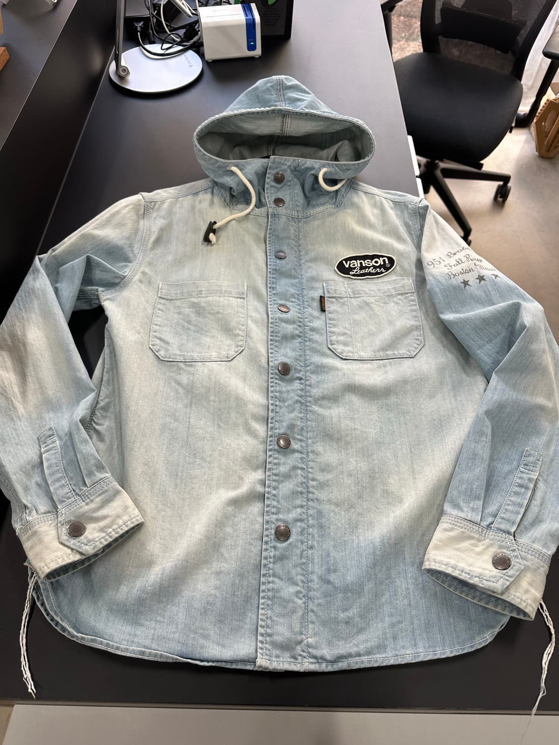 벤슨 스타 워시드레터링 하이넥 데님후드자켓 상품이미지7