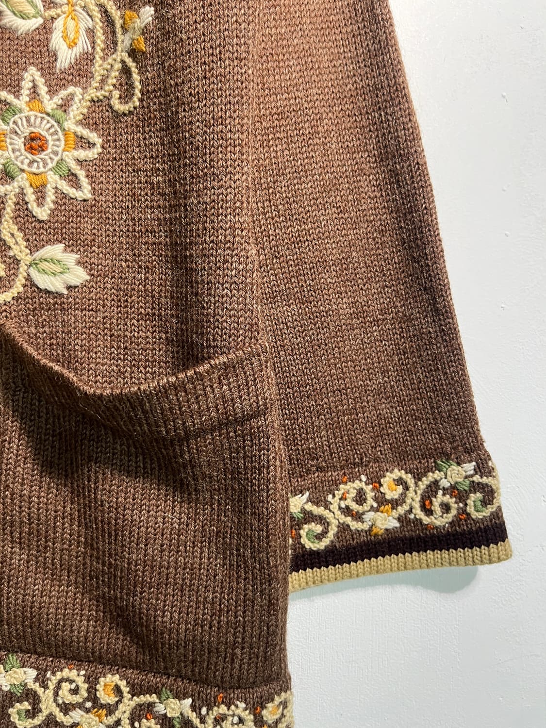 Wool 100% 울 100% 자수 롱 가디건 집업  상품이미지5