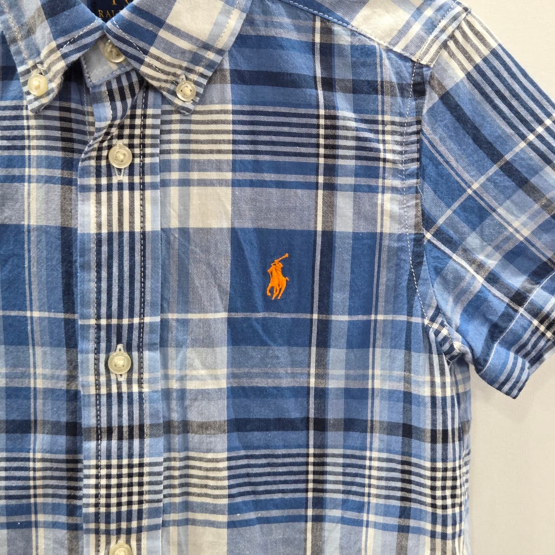 폴로랄프로렌 키즈 버튼다운 체크 반팔셔츠 3T 상품이미지2
