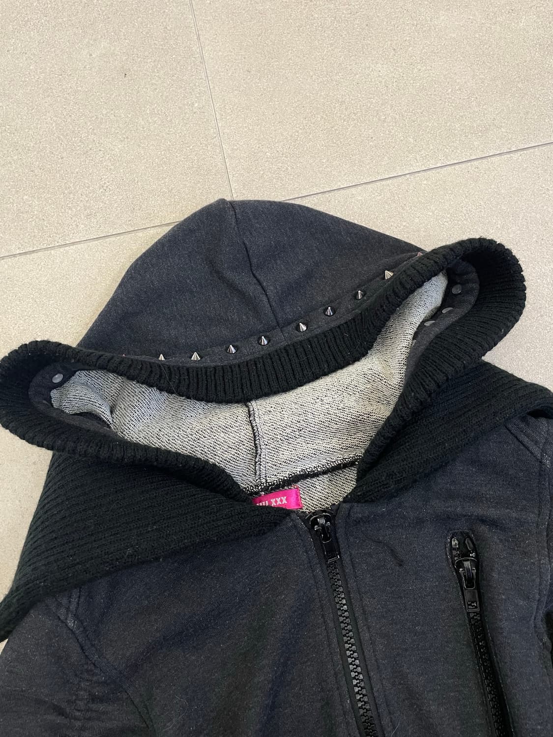 스터드 셔링 투웨이 후드집업 상품이미지3