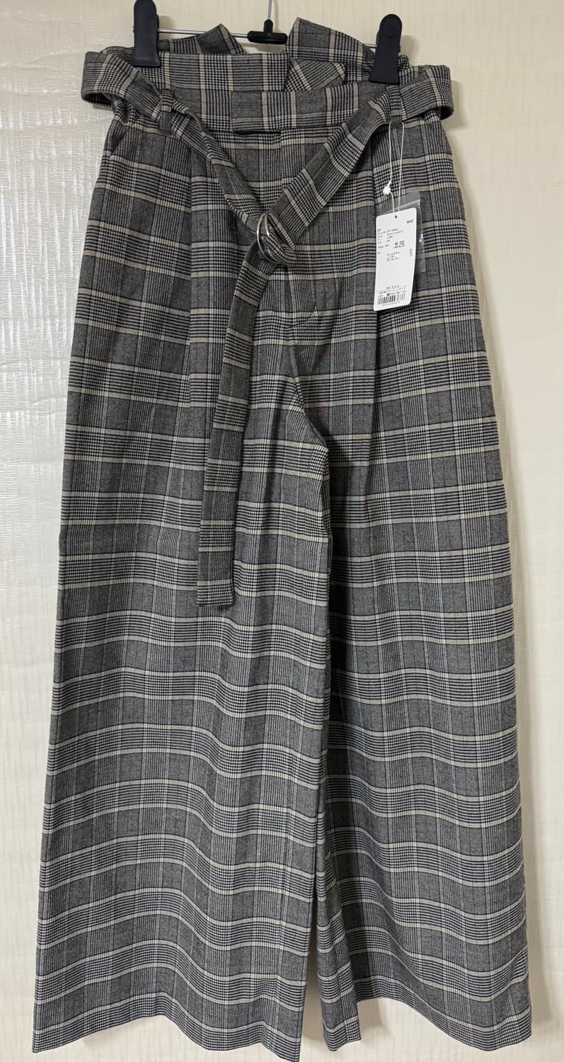 KBF 체크 와이드 벨티드팬츠 상품이미지2