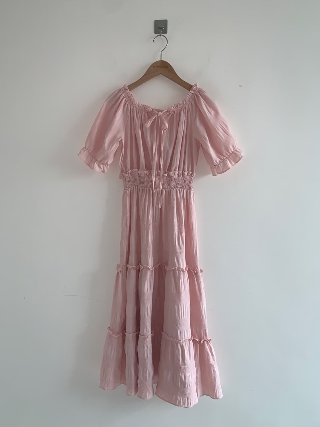 Ribbon frill smocked dress 상품이미지1