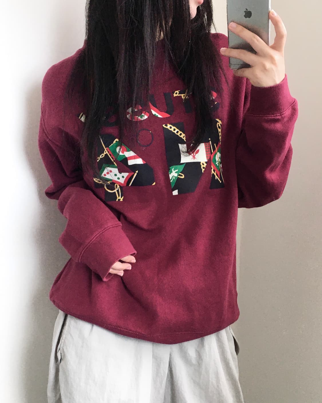 Stussy 스투시 버건디 맨투맨 상품이미지2