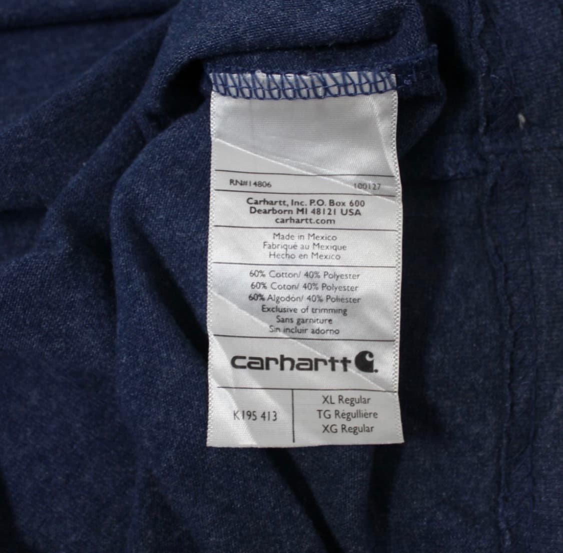 Carhartt 칼하트 빅로고 네이비 라운드 반팔  상품이미지3