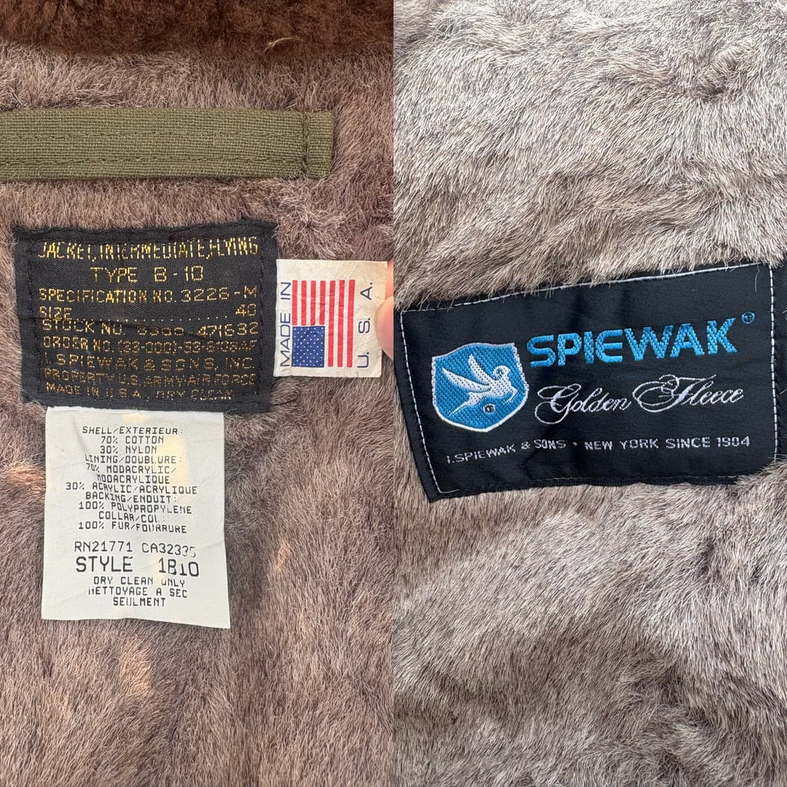 80~90s USA 스피왁 B-10 플라이트 자켓 상품이미지10