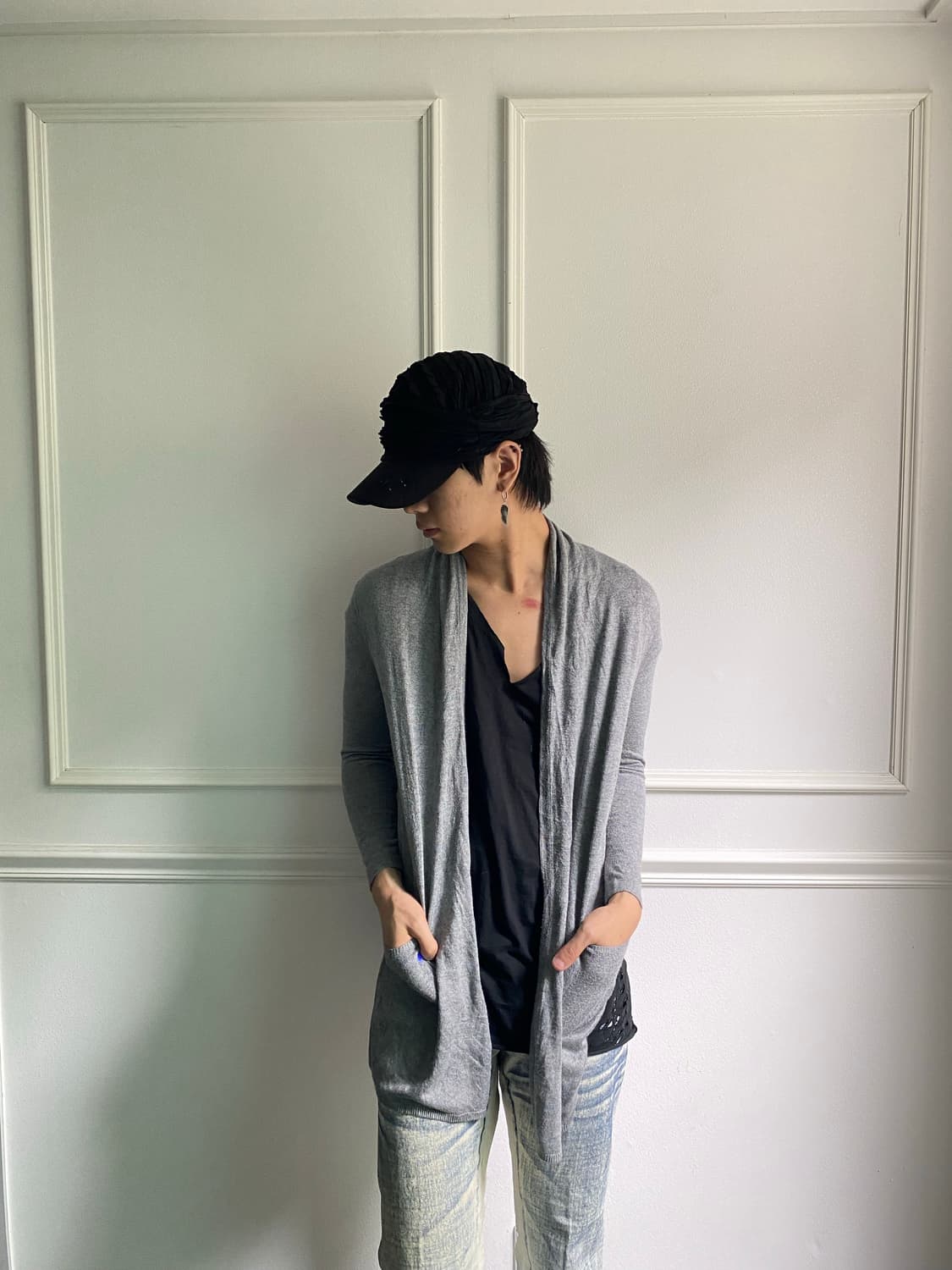 [Comme ca ism]Y2K Mood Grey Cardigan 상품이미지1