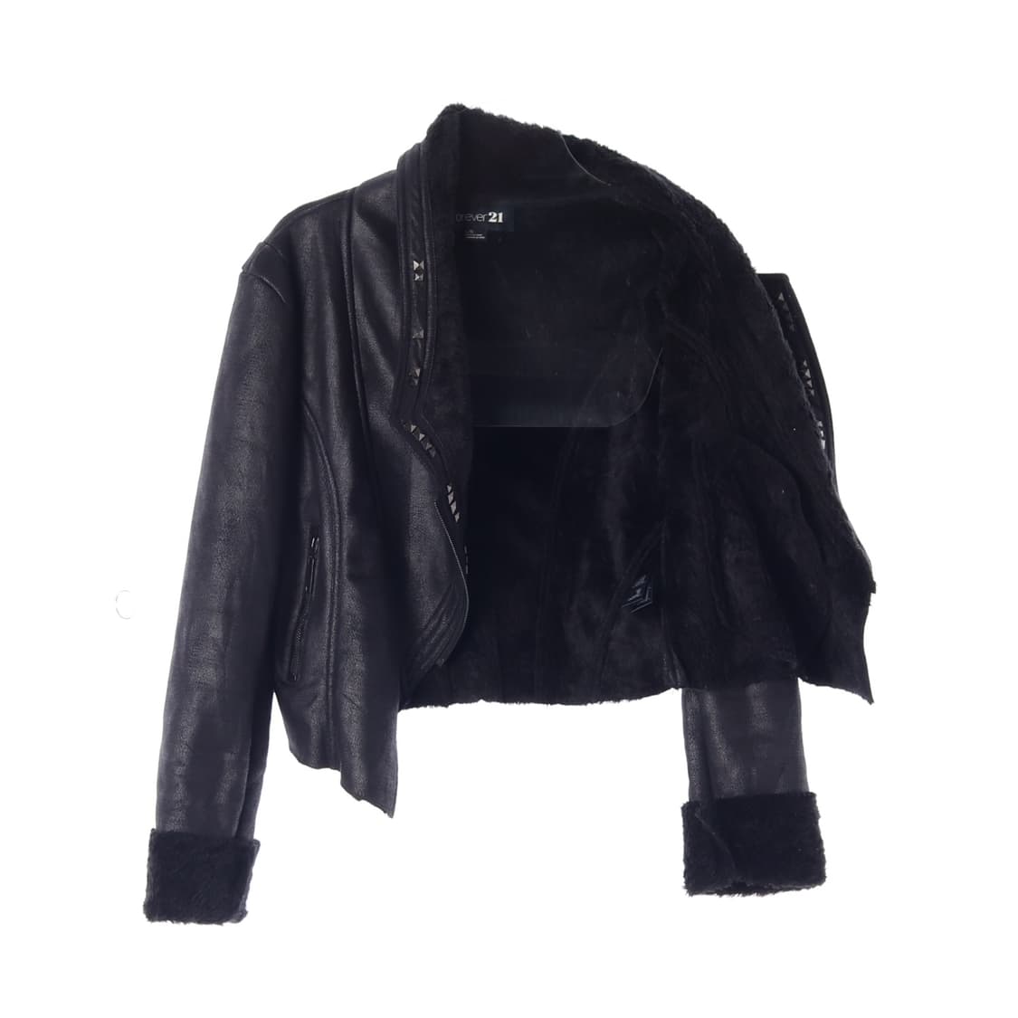 포에버21 카울넥 크롭 무스탕 자켓 L 상품이미지2