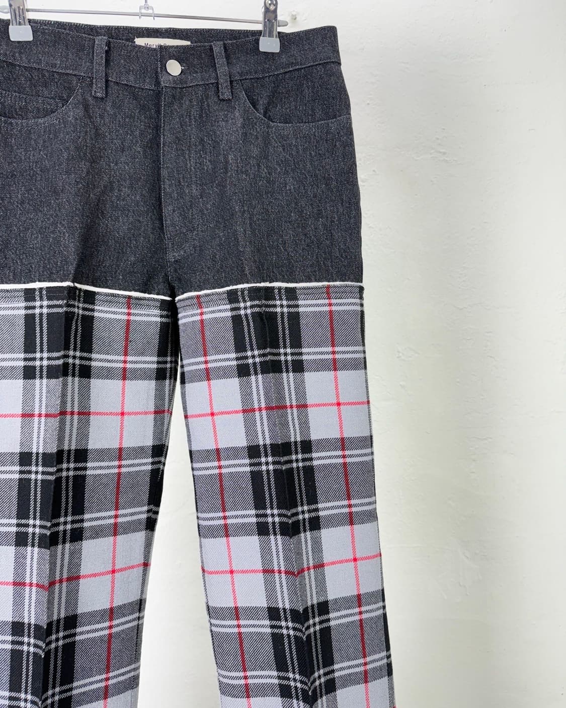 메릴 로게 블랙 타탄 컷오프 데님 팬츠 상품이미지3