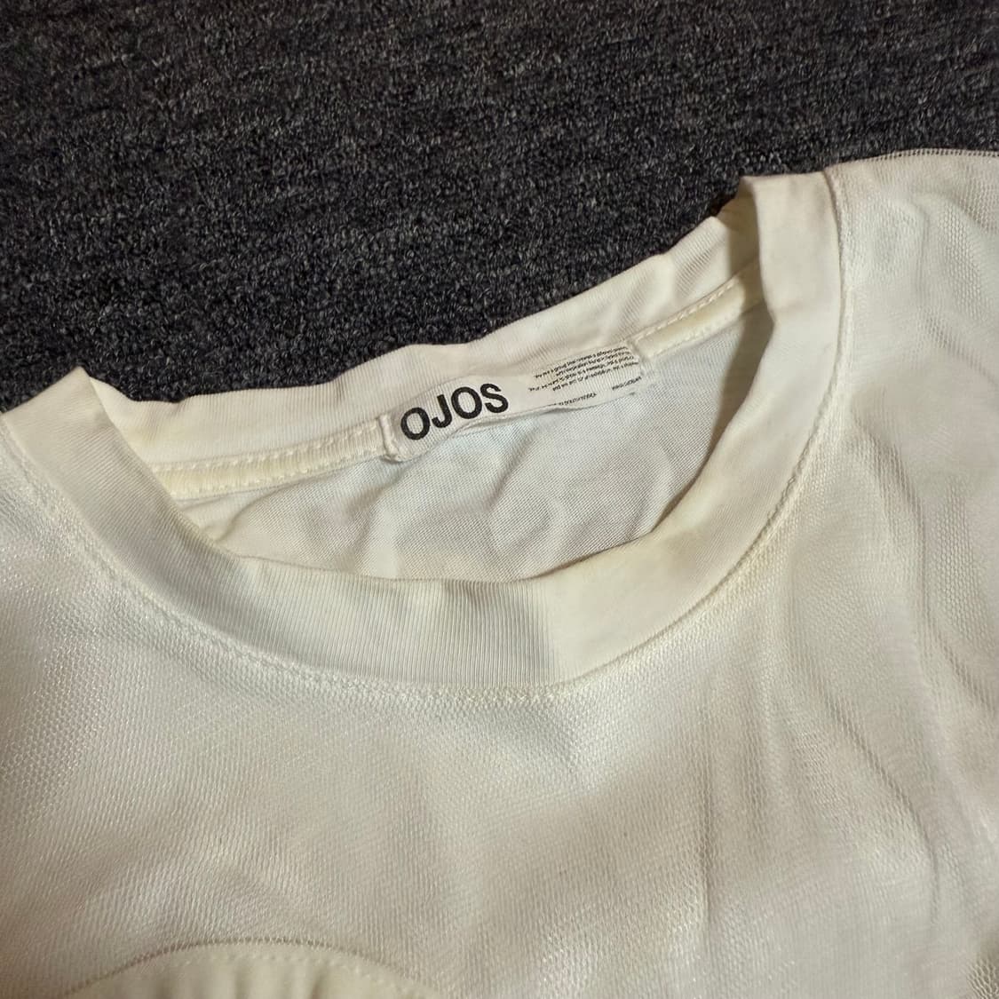 오호스 메쉬 밴드 롱슬리브 티셔츠 화이트 상품이미지3