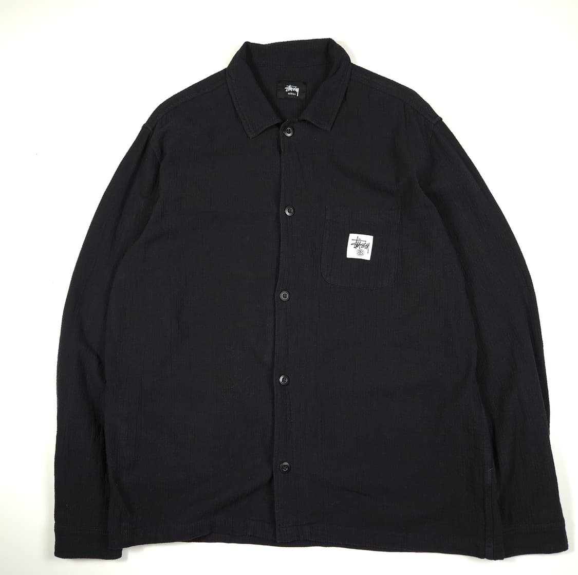 스투시 시어서커 셔츠 블랙 상품이미지1