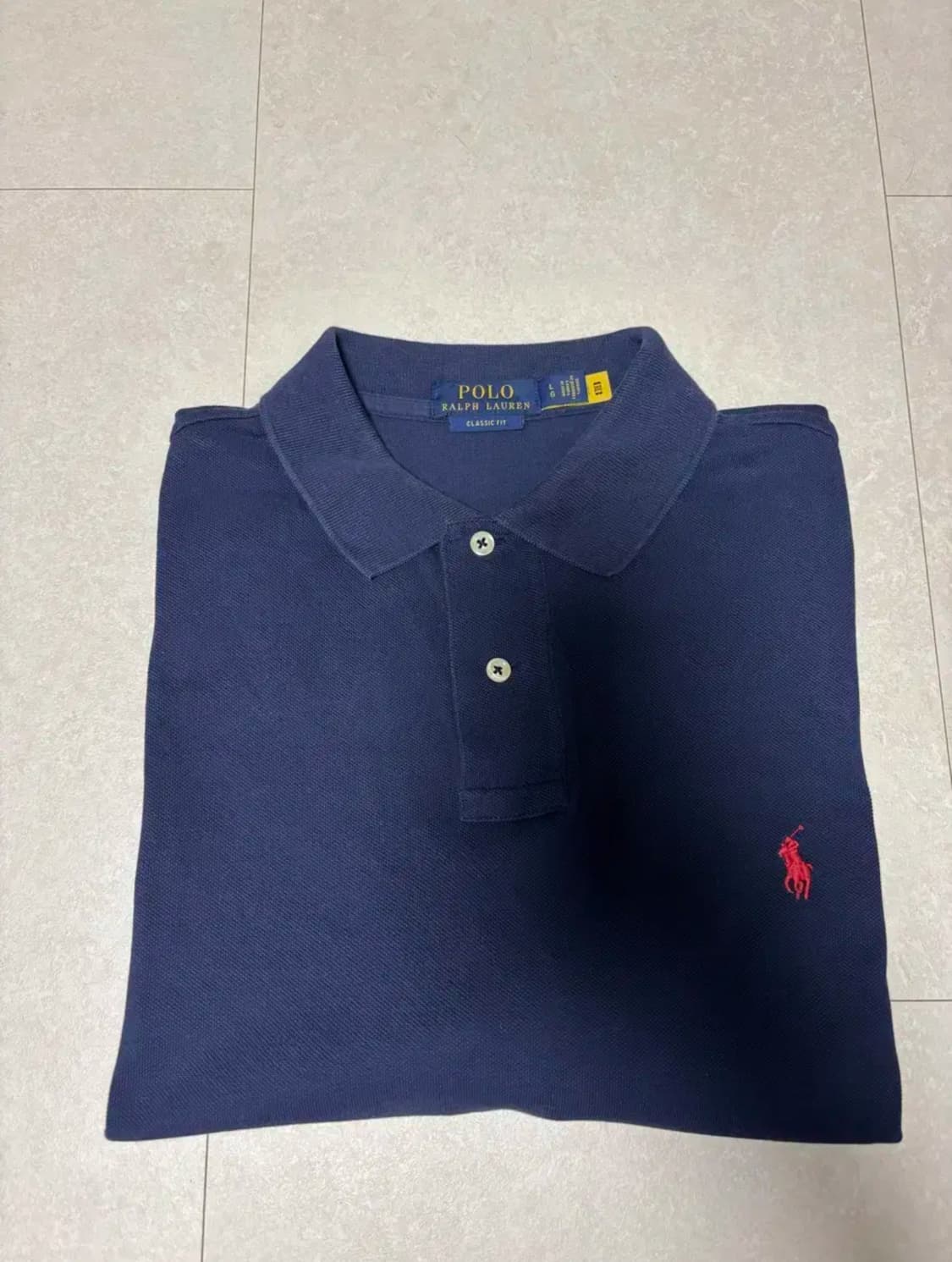 폴로 랄프로렌 커스텀슬림핏 카라티 네이비 클래식핏 L 상품이미지4