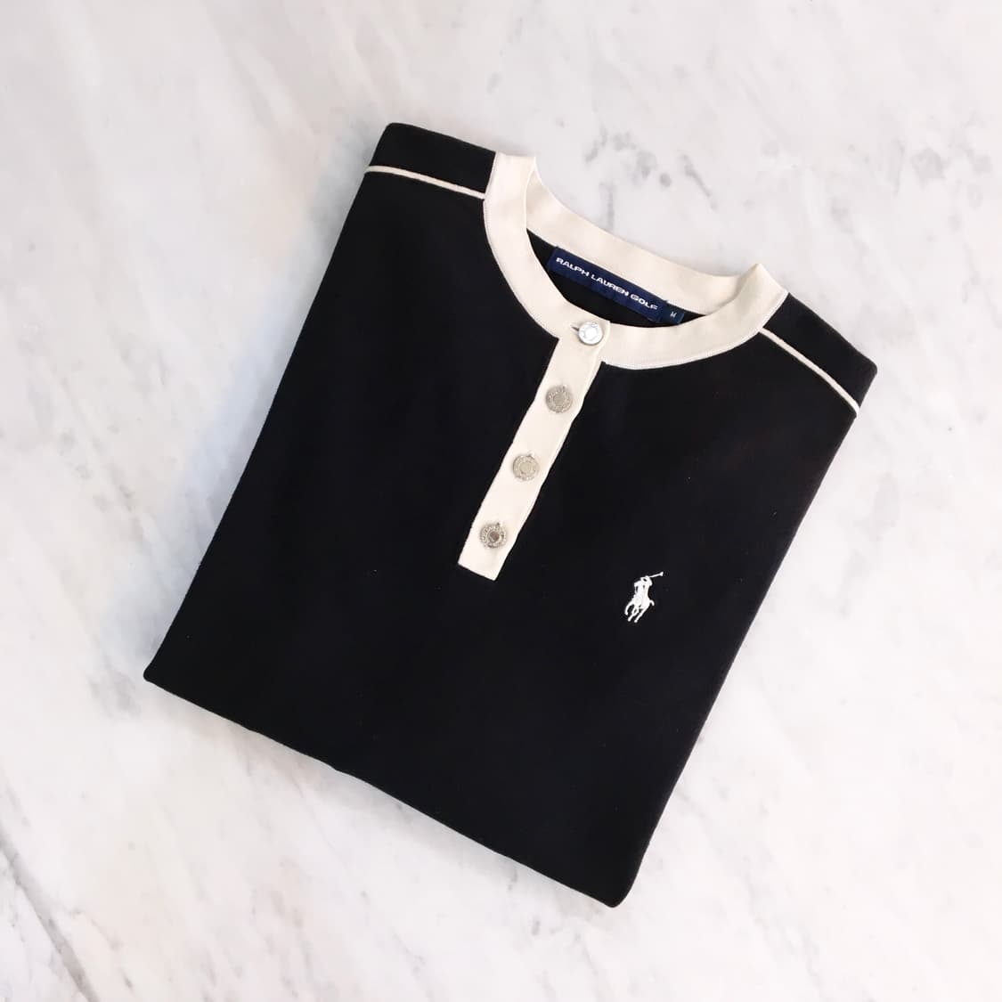 블랙 삥불 헨리넥 긴팔 티 여성 44 55 상품이미지1