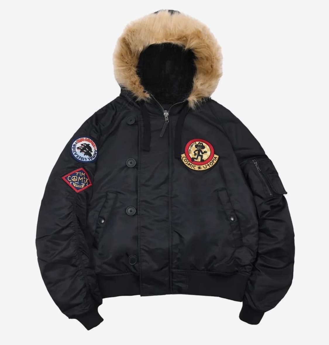 팀코믹스 패치드 MA-1 후디드 덱 점퍼 블랙 s 상품이미지1