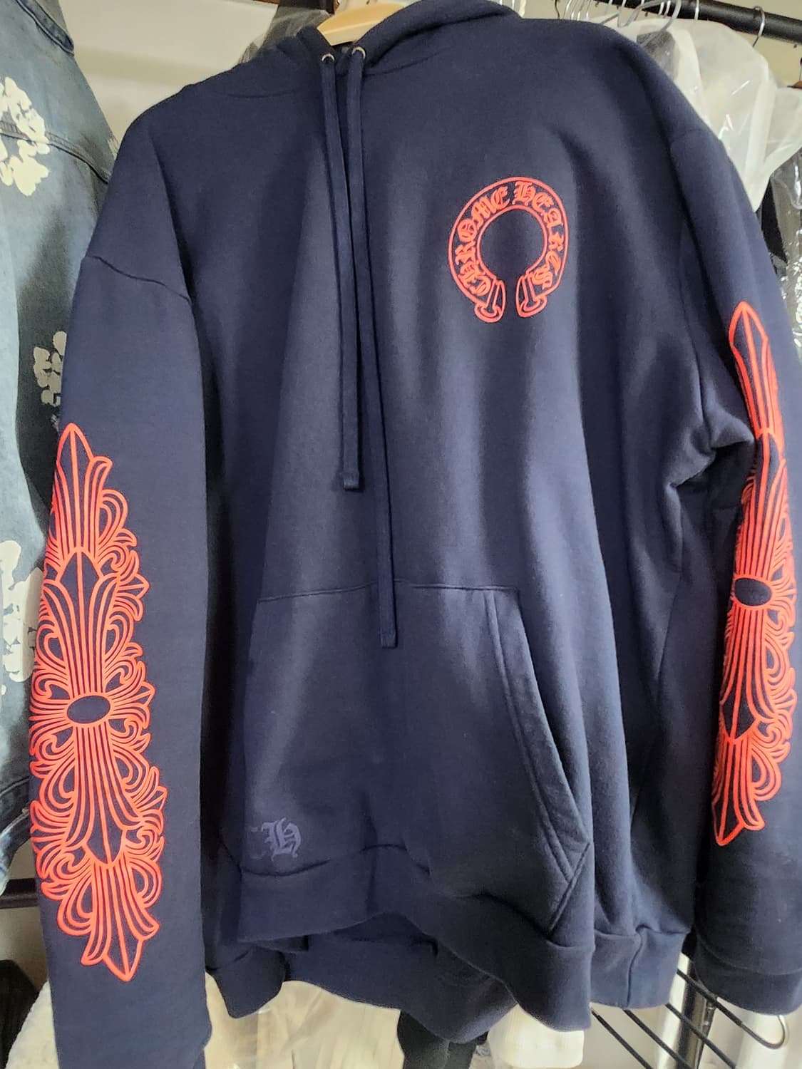 크롬하츠 홀스슈 네이비 후드 xxl 상품이미지1