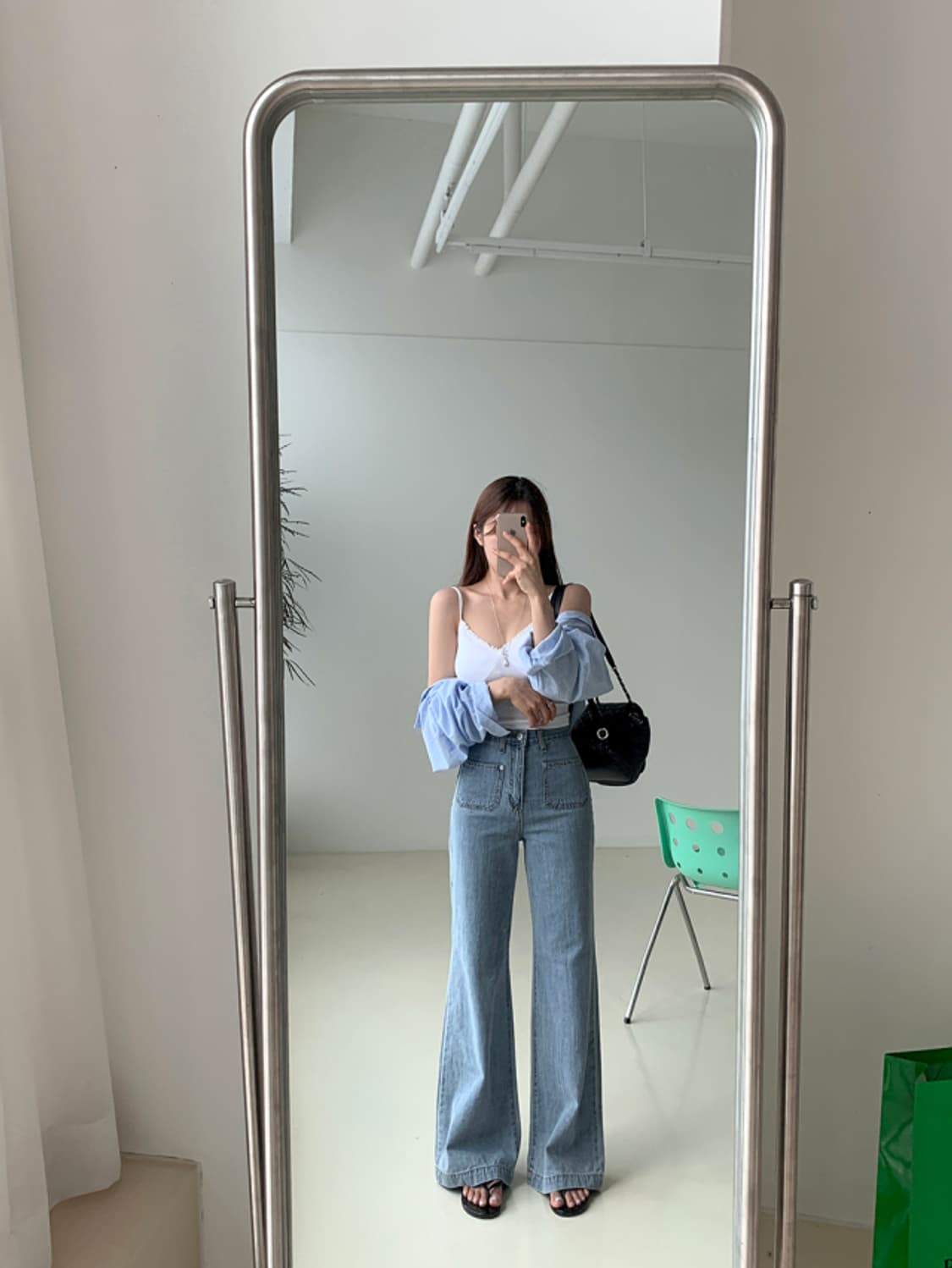 워싱존예 라이트블루 와이드 데님 팬츠 새상품 상품이미지3