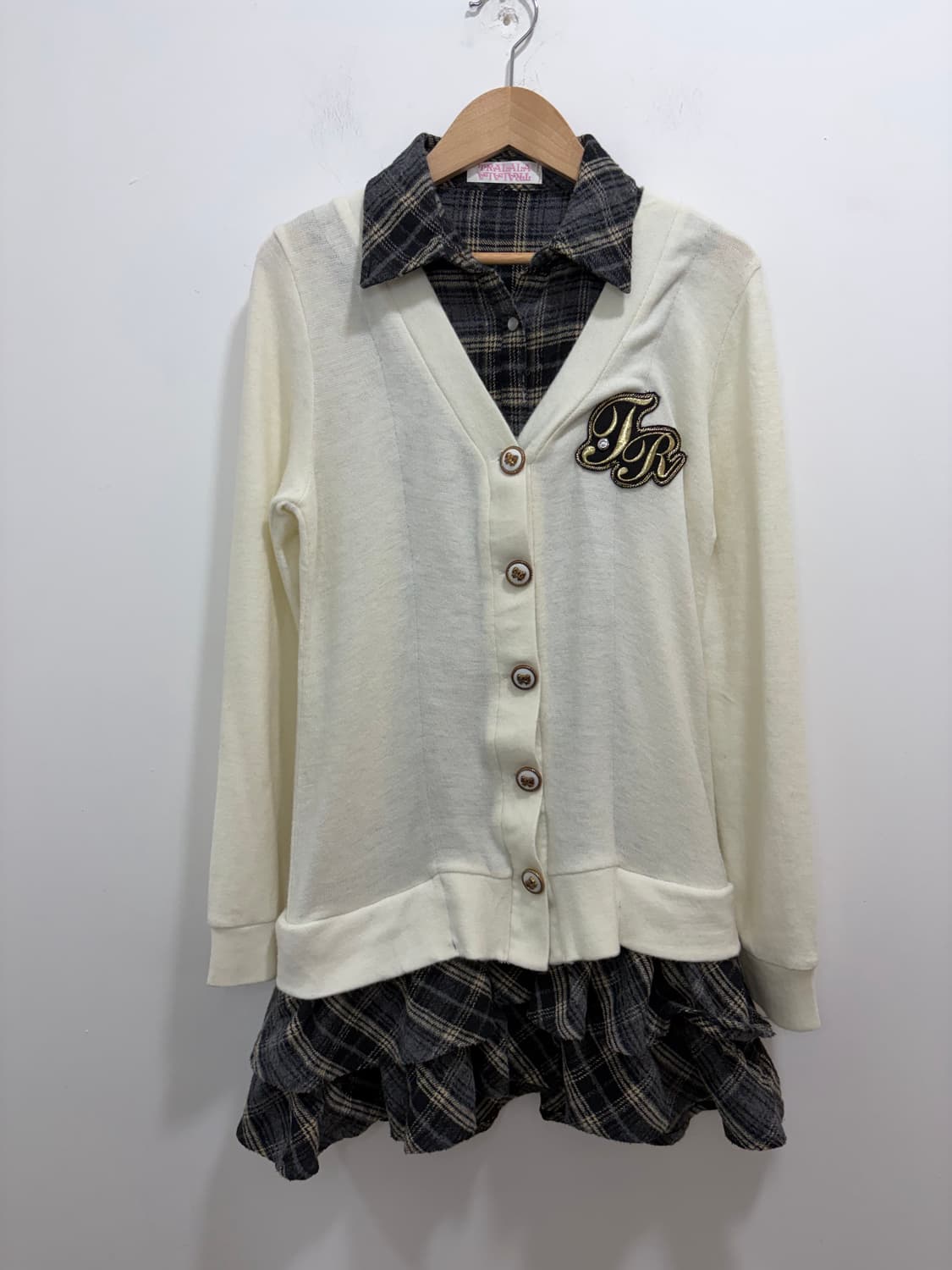 Tralala 오네갸루 리본 프릴 레이어드 니트 원피스 상품이미지5