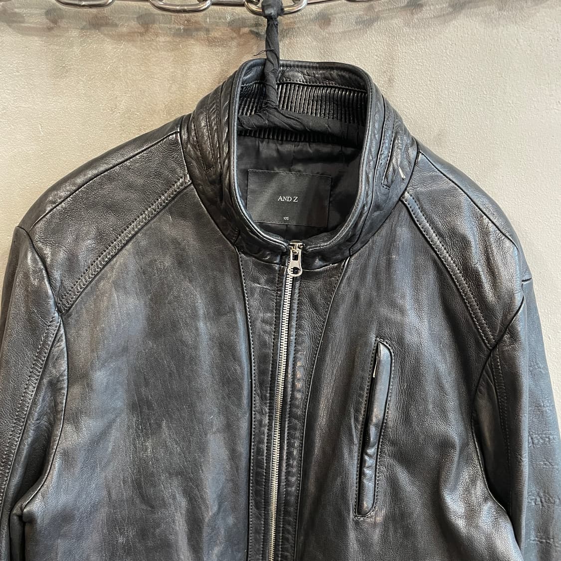 싱글 램스킨 레더 자켓 상품이미지3