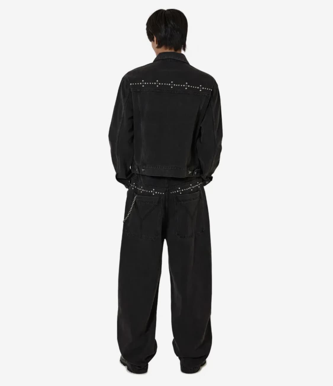 오와이 STUD DENIM TRUCKER JACKET - BLACK 상품이미지3