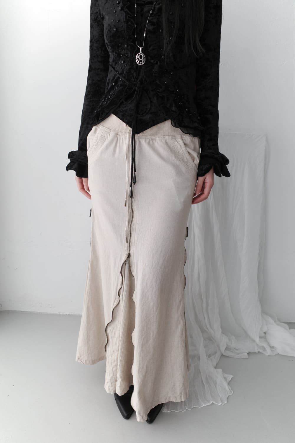 goa) zipper long skirt 상품이미지6