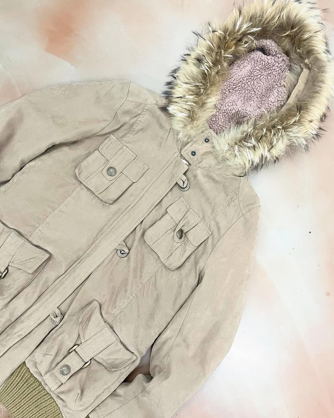  beige hoodie fur y2k jacket 상품이미지5