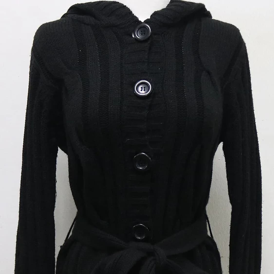 코르자 니트 벨트 롱 후드 가디건 61704 상품이미지3