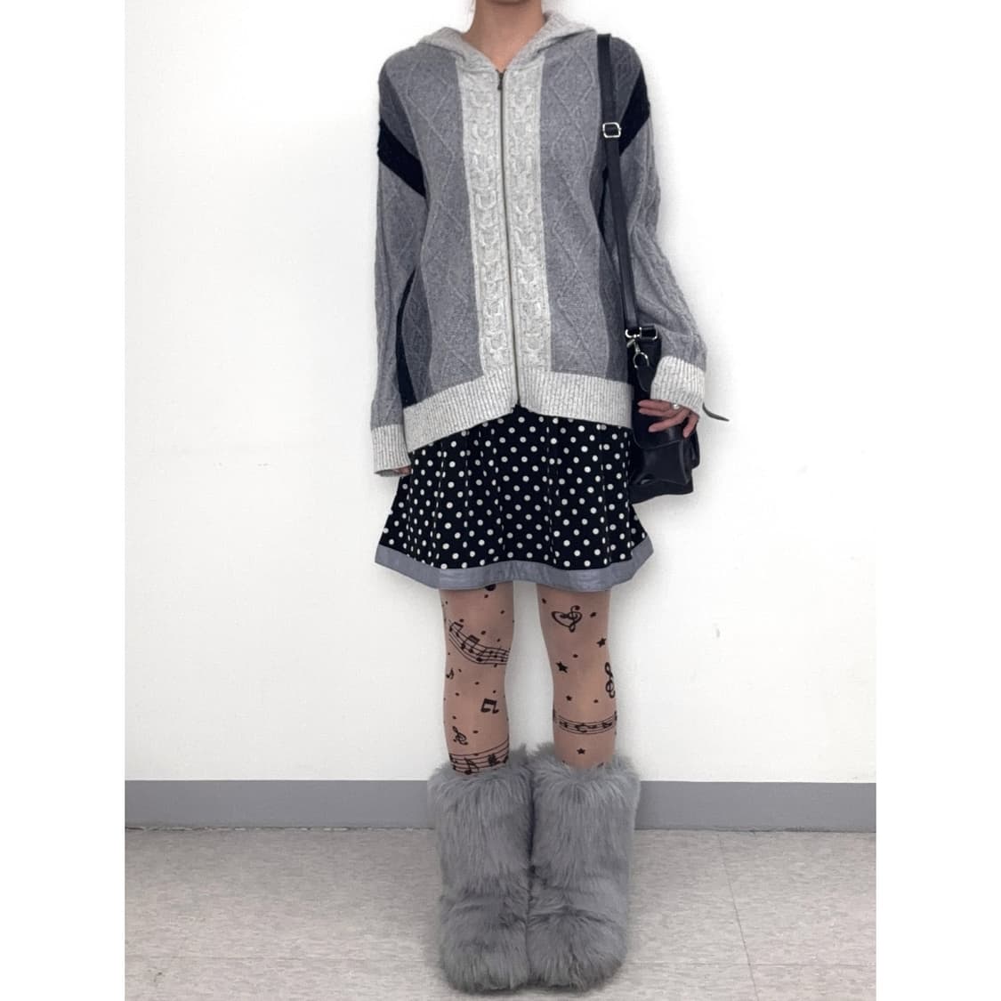 빈티지 그레이 니트 후드집업 상품이미지1