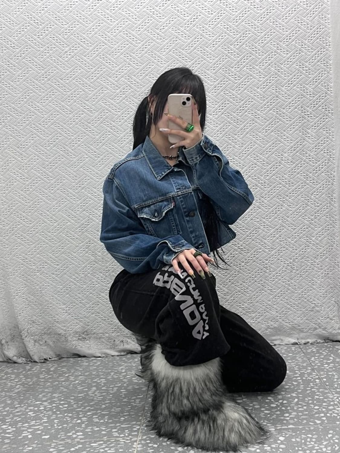 리바이스 70550 커스텀 유니크 크롭 데님 청자켓 M C08057 상품이미지2