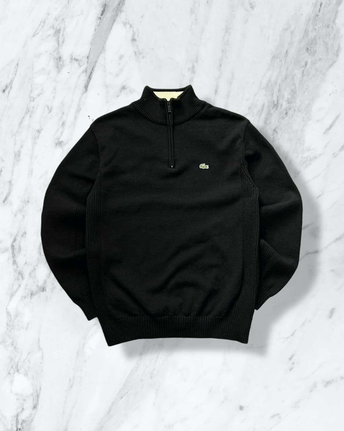 라코스테 블랙 암패치 하프집업 니트 상품이미지1