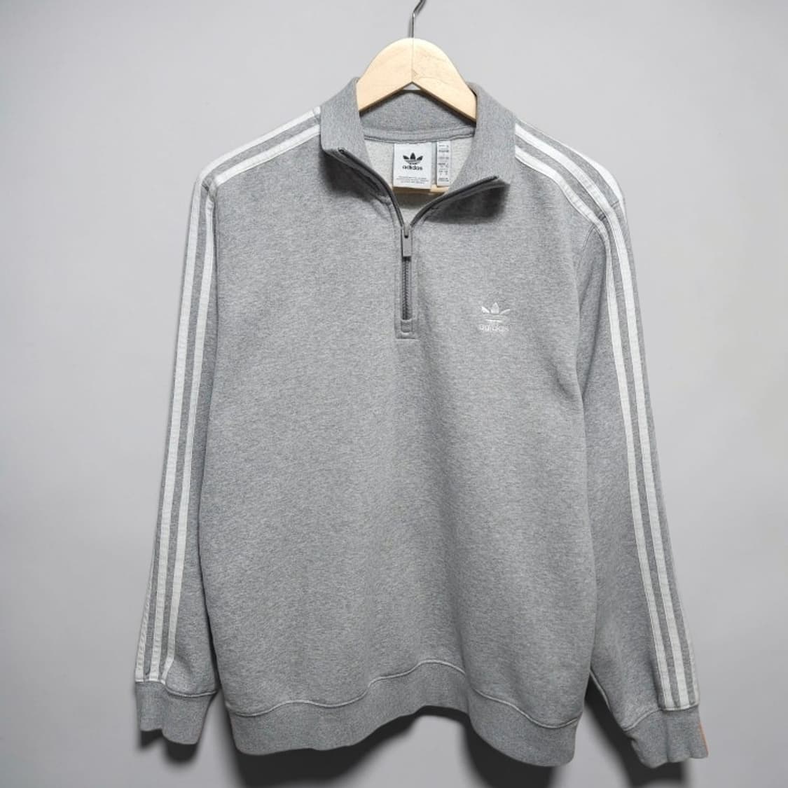 100 Adidas 아디다스 트레포일 하프집업 맨투맨 그레이 상품이미지1