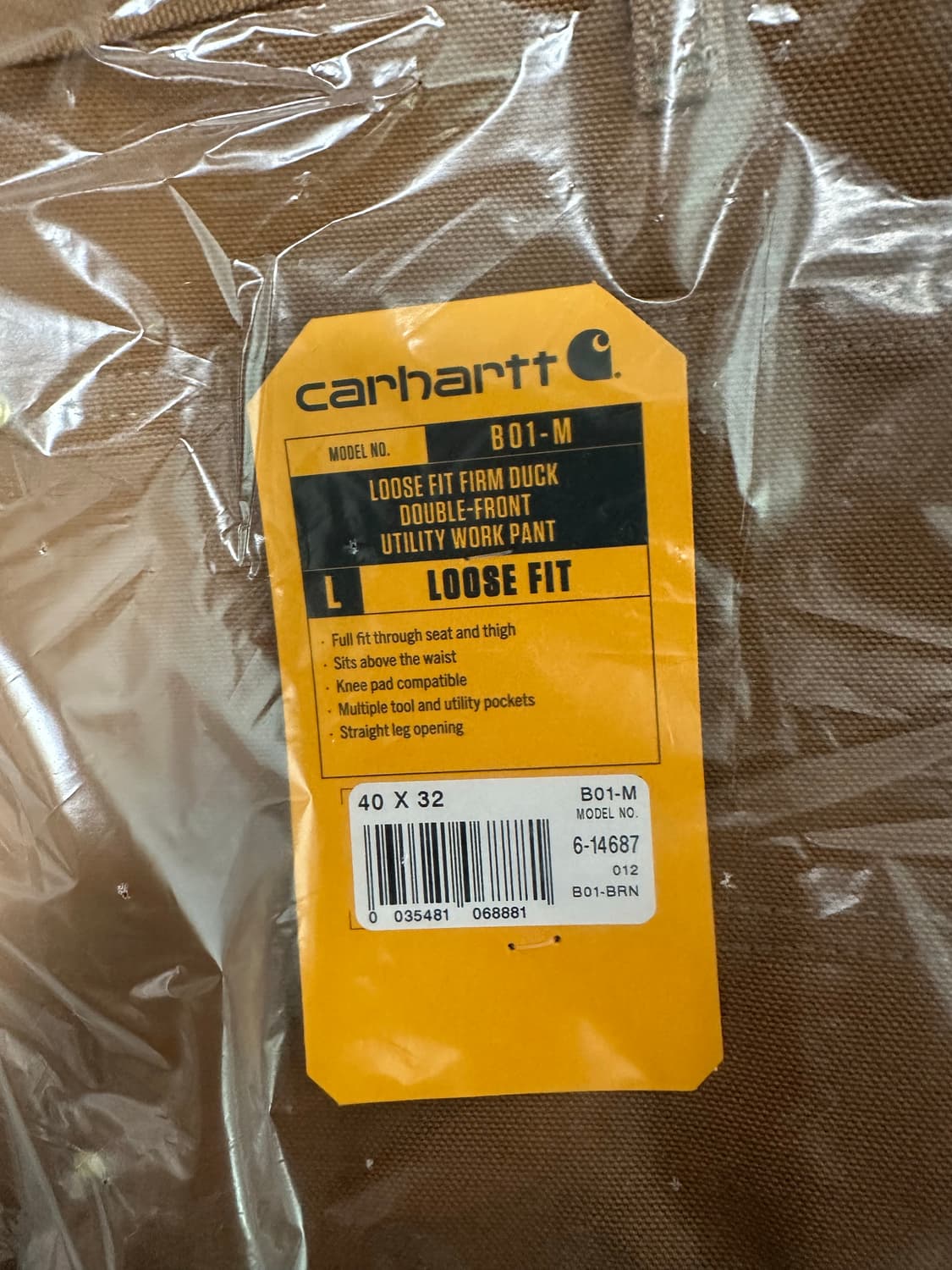 40x32 칼하트 더블니 B01 브라운 키펜터 워크웨어 상품이미지3