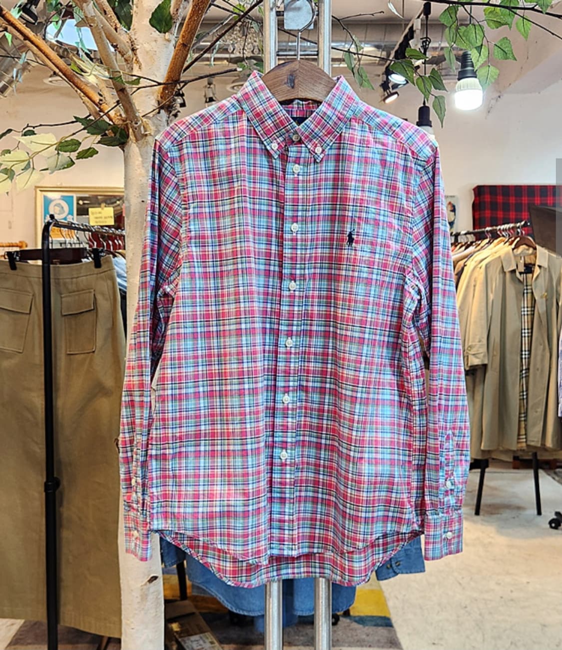 RALPH LAUREN 랄프 로렌 코튼 체크 카라 셔츠 상품이미지1