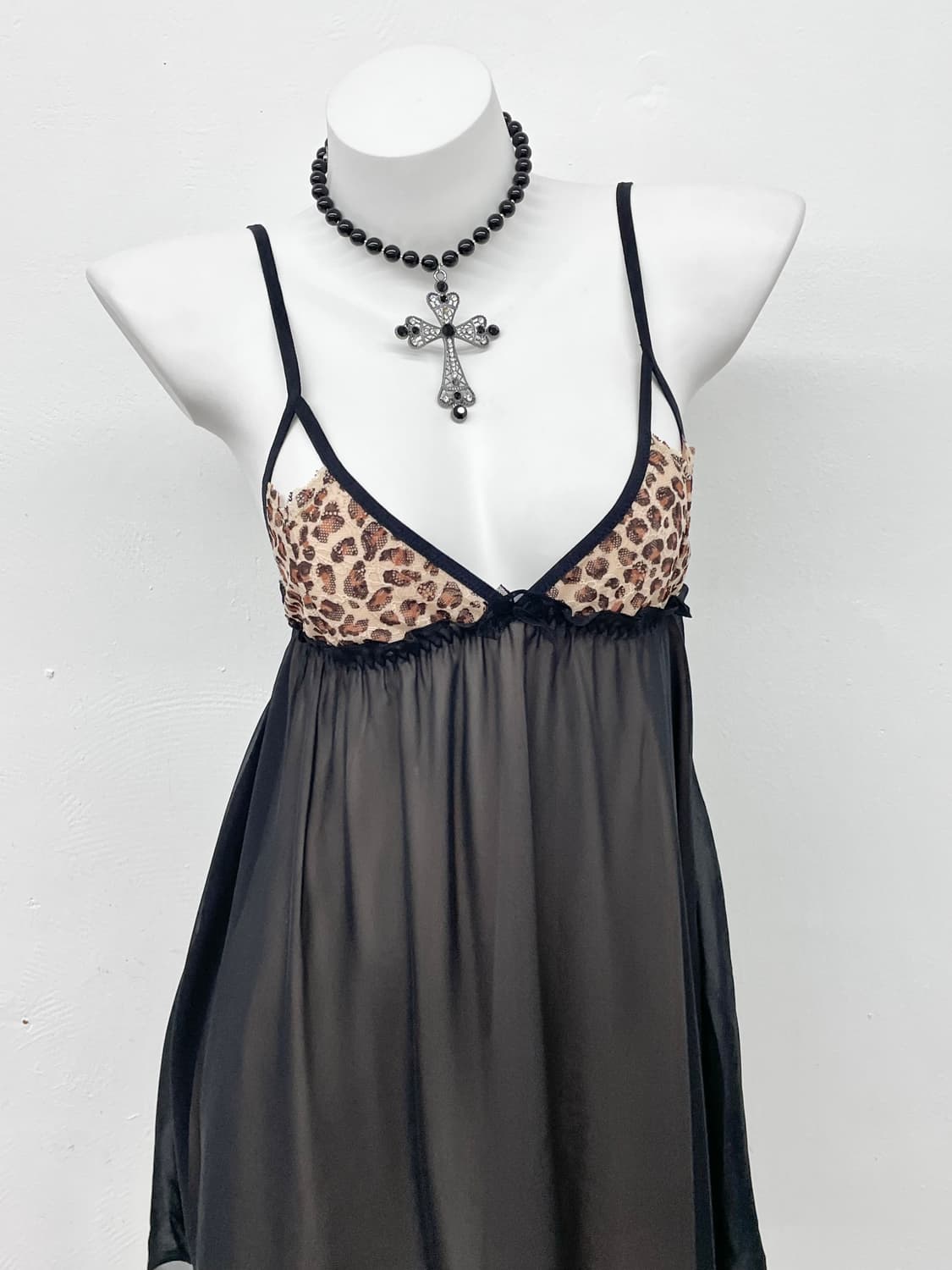 시어 호피 레이스 슬립 상품이미지2