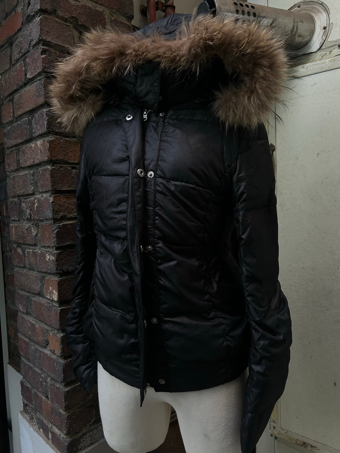 *rare* 2000s ingni Y2K 블랙 숏 퍼 패딩 Google 상품이미지4